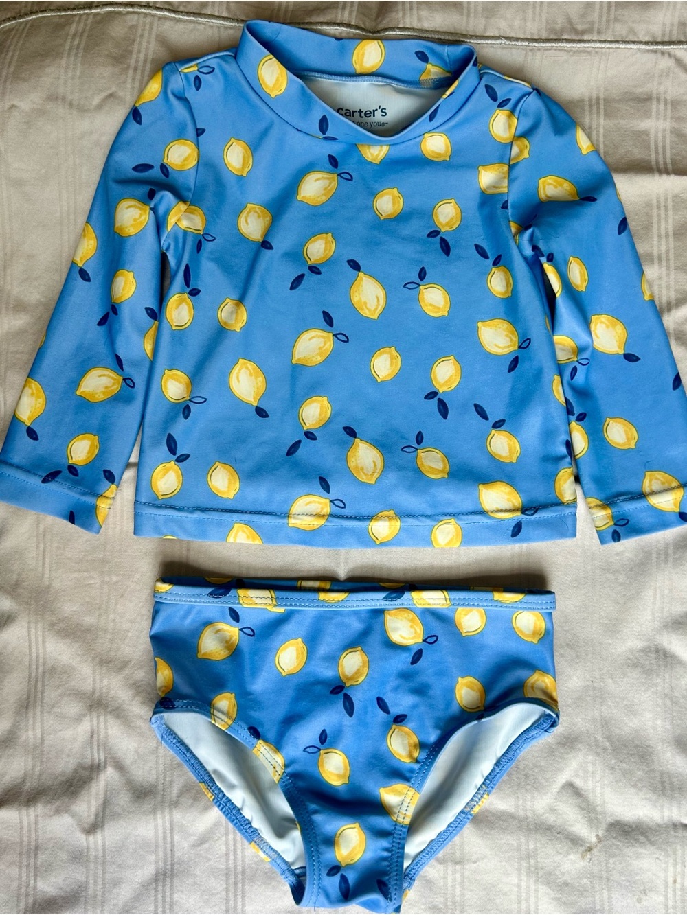 Carter's Blue & Yellow Lemon Rashguard Swim Set